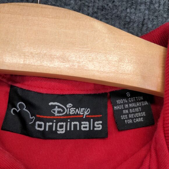 Disney Originals Mens Short Sleeve Polo Shirt Red Size Small Mickey Mouse Logo - Picture 12 of 12